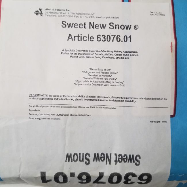 SWEET NEW SNOW NO-PHO 50LB - South Holland Bakery Supply