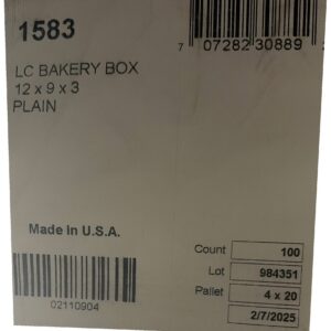 12X9X3 STANDARD LC BAKERY BOX